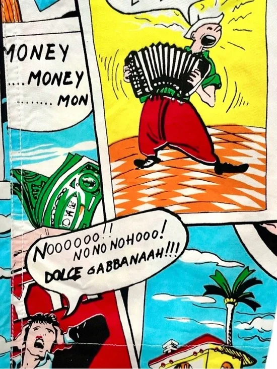 Dolce & Gabbana Comic Print Pants Multicolor Pop Art Slim Fit Statement ~Sz 4 US - Picture 8 of 10